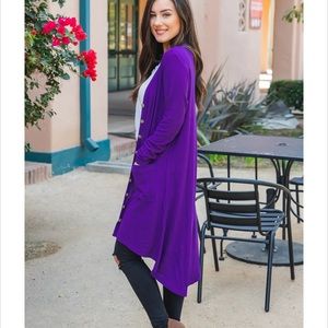 Tickled Teal Lea Button Cardigan Purple